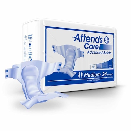 Attends Care Advanced Unisex Adult Incontinence Brief Medium Disposable Heavy Absorbency, 24PK DDP20